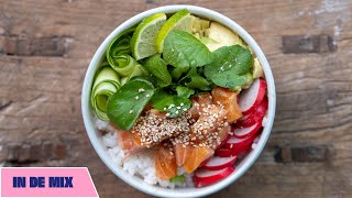 Pokebowl met spicy gemarineerde zalm  In de mix [upl. by Esinned]