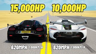 10000HP Koenigsegg Jesko vs 15000HP Koenigsegg Agera TOP SPEED RACE [upl. by Ettenel]