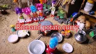 mini kitchen Bengali rice and potato curry recipe 🥚youtubelongvideos asmr miniskitchen cooking [upl. by Osmen]