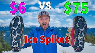 BUDGET vs EXPENSIVE ICE CLEATS  Kahtoola Microspikes vs Amazon [upl. by Araz422]