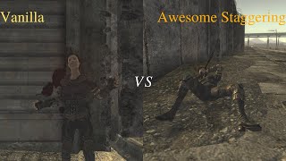 Fallout New Vegas vanilla vs Awesome Staggering [upl. by Croner372]