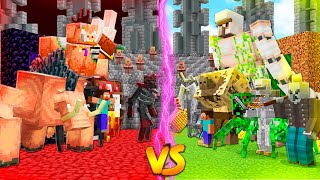 Minecraft NETHER TEAM VS OVERWORLD TEAM TOURNAMENT MINECRAFT BATTLE [upl. by Pierrette]