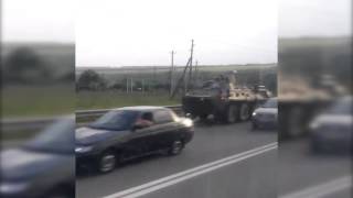 Column of the Russian Armored Vehicles on Rostov  Tagangor road [upl. by Esyned]