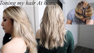 HOW TO TONE BLEACHED HAIR AT HOME  BRASSY TO ASH BLONDE LOREAL BOX HAIR DYE [upl. by Brody470]