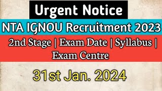 IGNOU JAT Latest Update 2024  IGNOU JAT 2nd Stage Exam Date Out  NTA IGNOU JAT [upl. by Puff]