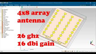 4x8 Antenna Array series Feed Networks Design and Modeling Sequential phase Rotation in cst [upl. by Eurd]