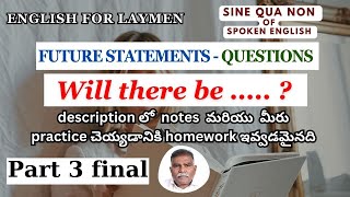 Episode 29 Future Statements  Questions Spoken English  Telugu [upl. by Venola824]