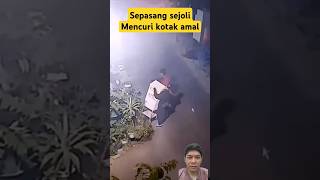 aksi sepasang sejoli mencuri kotak amal cctv maling shorts youtubeshorts robbery [upl. by Jordanna]