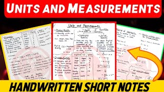 Units and Measurements Handwritten Short Notes  Class 11 Physics Chapter 1 Handwritten Short Notes [upl. by Armalla]