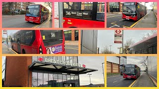 FIRST DAY of London Bus Route 316 Extended to Brent Cross WestObservations and Journey101223 [upl. by Ahsinyd517]