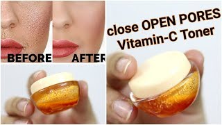 How to close LARGE OPEN PORES amp tighten skin  VITAMINC Toner [upl. by Aynek]