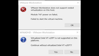 Virtualized Intel VT xEPT is not supported VMware does not support nested virtualization Edited [upl. by Waltner406]