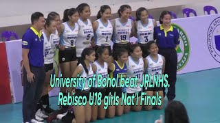 Rebisco volleyball league U18 girls national finals UB vs JRLNHS game highlights [upl. by Bekki225]