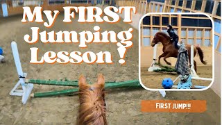 MY FIRST JUMPING LESSON  Horse Riding Vlog [upl. by Rosina]