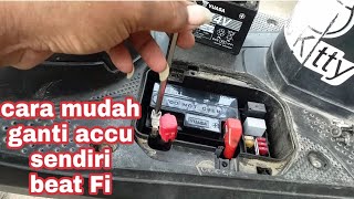 Cara mengganti accuaki pada motor beat FI [upl. by Carrew]