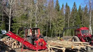 Kapar o klyver ved i storsäck med EstreNokka HM200 vedmaskin Smidigt med hemmagjort stockbord [upl. by Krueger]