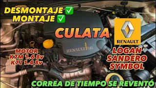 Como Cambiar Empaque Culata de Renault Logan 16 8v  MOTOR K7M [upl. by Mcguire]