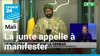 Mali  face aux sanctions de la Cédéao la junte appelle la population à manifester vendredi [upl. by Amilb234]