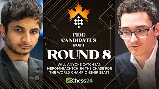 FIDE Candidates 2024 Rd 8  Hikaru v Fabiano amp Vidit v Gukesh 4Way Challenge Begins To Topple Ian [upl. by Suoilenroc]