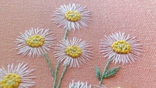 Thêu hoa cúc Erigeron annuus  Hand embroidery daisy flower [upl. by Englis]