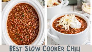 🍲The BEST Crockpot Chili 3 secret ingredients [upl. by Aisayn]