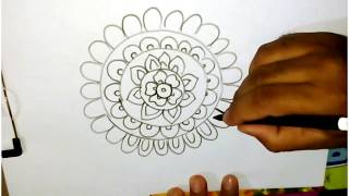 How to draw rangoli designs on paper very easy step easy rangoli design  Free Hand Kolam [upl. by Rashida414]