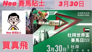 買真飛 【賽馬貼士】2024年3月30日 杜拜賽事 心水推介 杜拜世界盃賽馬日 美丹馬場 Dubai World Cup Day Meydan Racecourse [upl. by Yborian]