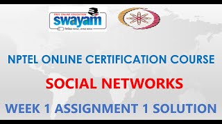 Social Networks  NPTEL  Week1  Assignment 1 Solution  Jan 2021 [upl. by Enileuqaj446]