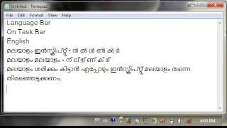 Language Bar Management in Inscript Keyboard for Malayalam in Windows7 [upl. by Aeynod]