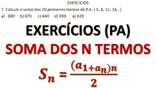 PROGRESSÃO ARITMÉTICA SOMA DOS TERMOS [upl. by Macpherson149]