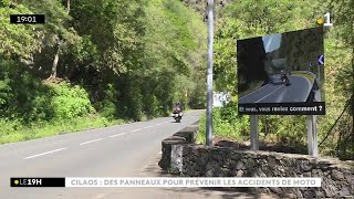 A Cilaos des panneaux ont été installés pour sensibiliser les motards [upl. by Yrtua]