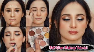 How to Create Festive Makeup Look  Soft amp Dewy Nude Glam Makeup Tutorial [upl. by Gnilsia]