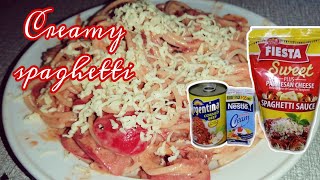 How to make Corned Beef creamy Spaghetti  Spaghetti recipe [upl. by Lohrman]