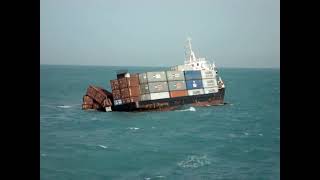 A real video of Sinking container ship at sea crew escape amp rescue operation conducted [upl. by Applegate427]