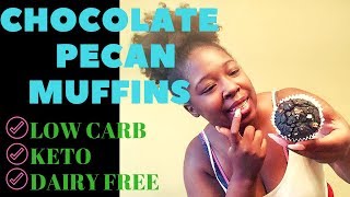 CHOCOLATE PECAN MUFFINS I DAIRY FREE KETO DESSERT [upl. by Leahcimnaes]