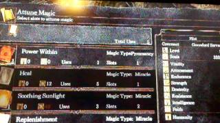 Dark Souls HOW TO EQUIP AND USE PYROMANCY SORCERY OR MIRACLES [upl. by Jaylene152]