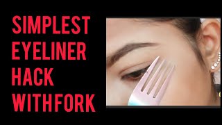 Simplest Eyeliner Hack How to apply eyeliner with Fork [upl. by Gerfen]