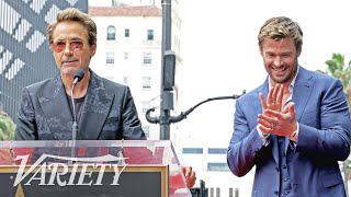 Robert Downey Jr Gives an Avengers Roast to Chris Hemsworth at Walk of Fame Ceremony [upl. by Lombardo]