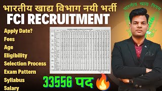 FCI NEW RECRUITMENT 2024  FCI VACANCY 2024  FCI NOTIFICATION 2024  FCI AGEEXAM PATTERNCUT OFF [upl. by Dohsar]