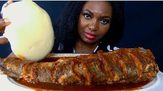 Asmr mukbang Massive fish pepper soup with fufu [upl. by Ossy401]