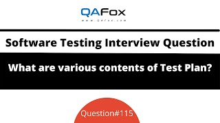 What are the various contents of Test Plan Software Testing Interview Question 115 [upl. by Wyler]