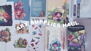 Art Supplies Haul  Mossery x Poopikat Art Kit  Kinokuniya Dubai  Mungyo Miniso  Library Visit [upl. by Naik]