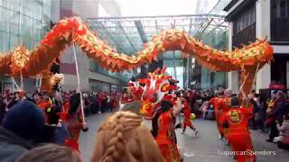 Chinese New Year Dragon And Lion Dance Birmingham 2019 Choy Lee Fut [upl. by Ahseka865]