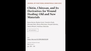 Chitin Chitosan and Its Derivatives for Wound Healing Old and New Materials  RTCLTV [upl. by Gustie]