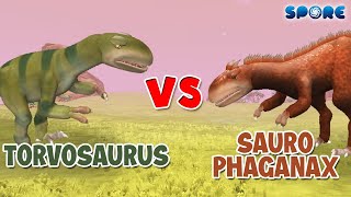 Torvosaurus vs Saurophaganax  Dino Faceoff S4E10  SPORE [upl. by Ynneg503]