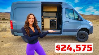 Mercedes Sprinter Camper Van Build For Less Than 25k  Van Life Tour [upl. by Novelia715]