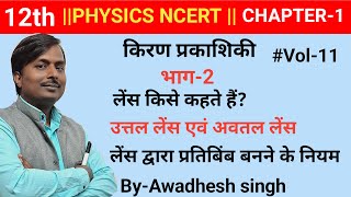 12th phypart2 Cha1किरण प्रकाशिकीलेंस किसे कहते हैंउत्तल लेंस तथा उत्तल लेंस in hindi [upl. by Eidualc681]