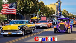 50 years of American graffiti Modesto California classic car show amp parade retro 2023 classic cars [upl. by Dao]