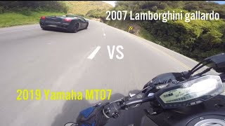 Lamborghini Gallardo VS MT07 Rimutaka Hill [upl. by Yelhs]