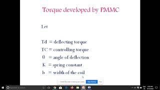 TORQUE EQUATION OF PMMC METER [upl. by Sitoiganap333]